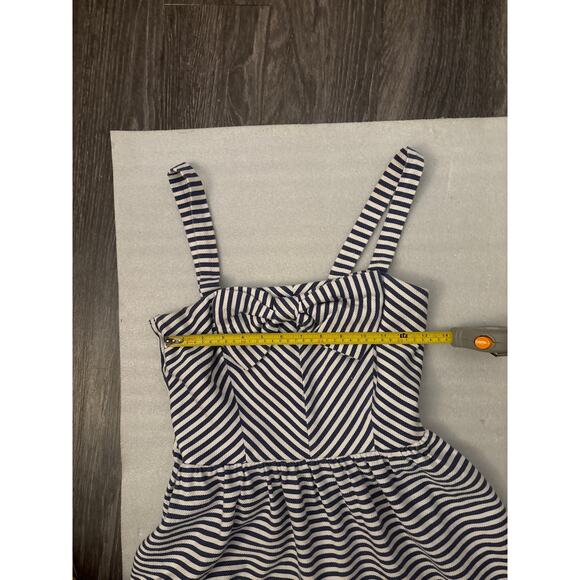 Trixxi Striped Bow Tie Lace Trim Nautical Pin Up Dress 9 Retrogirl Glam Cosplay - Picture 8 of 11